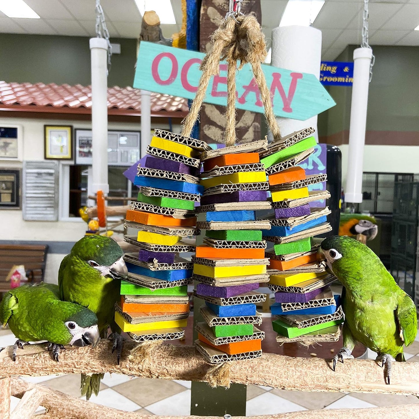 Birds LOVE Chew-Tastic Triple Tower of Shredded Fun Medium Bird Toy for African Grey Conures Sun Conures Caiques Senegals Small Cockatoos Quakers and Similar Small to Medium Sized Birds