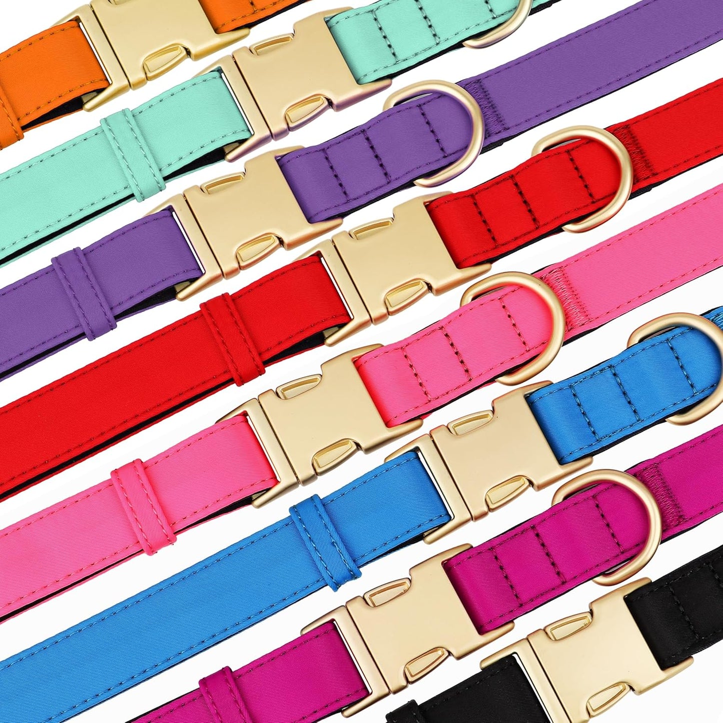 Didog Soft Padded Dog Collars for Small Dogs, Colorful and Durable Dog Collar with Quick Release Buckle, Light and Breathable for Daily Walking, Orange, S