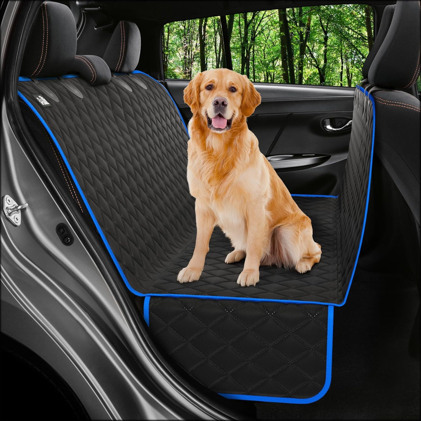 XL Dog Car Seat Cover for Back Seat, Waterproof Hammock for Car, SUV & Truck, Non-Slip Backseat Cover for Dogs, Heavy-Duty Dog Hammock Style Seat Protector Pets, Easy to Install & Clean