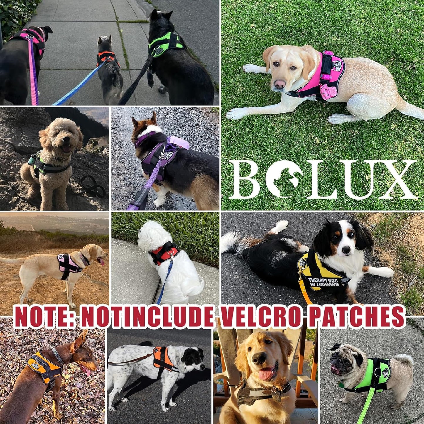 Bolux Dog Harness, No-Pull Reflective Dog Vest, Breathable Adjustable Pet Harness with Handle for Outdoor Walking - No More Pulling, Tugging or Choking (Flag, Medium)
