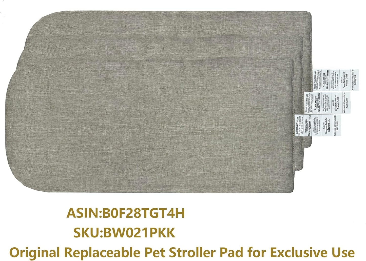 ROODO Pet Stroller Inner Pad for Exclusive Use,Original,Replaceable,Easy to Clean,Set of 3 pc(Khaki)